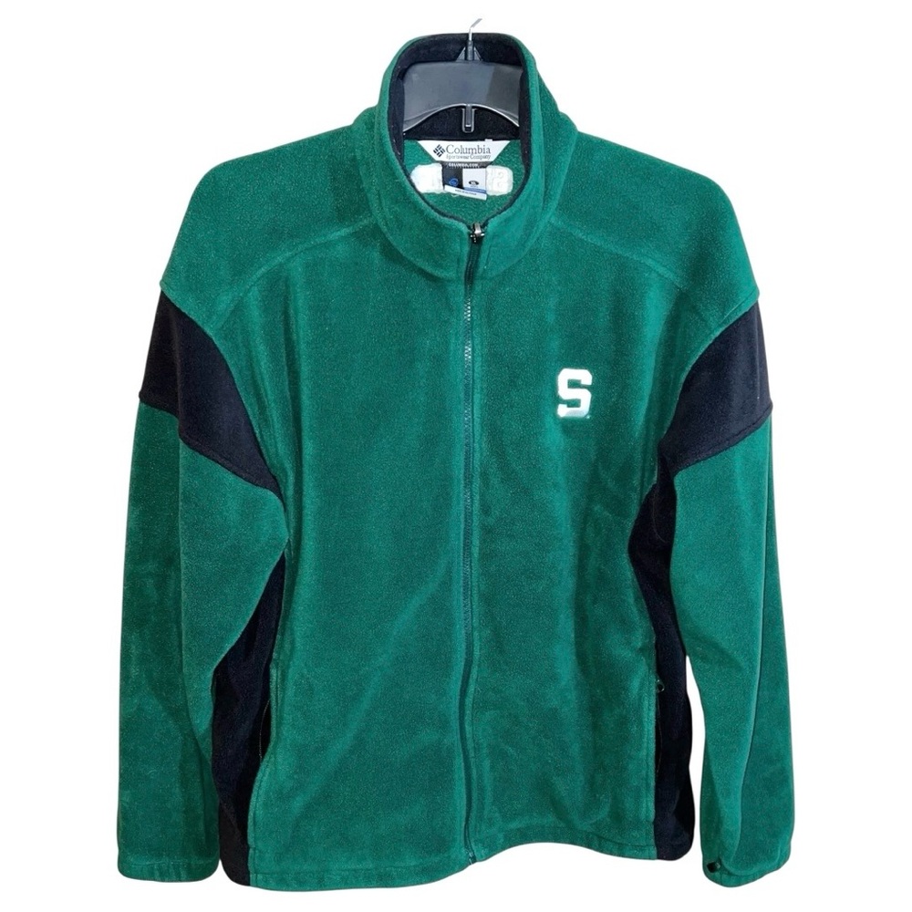 Columbia Fleece Jacket Men’s Size XL Black Green Michigan State Front Zip